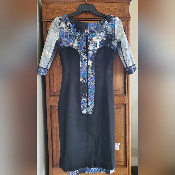 ERDEM MELANIE SCOOPBACK BLUE FLORAL MIDI DRESS US 6 NWOT - Picture 13 of 16